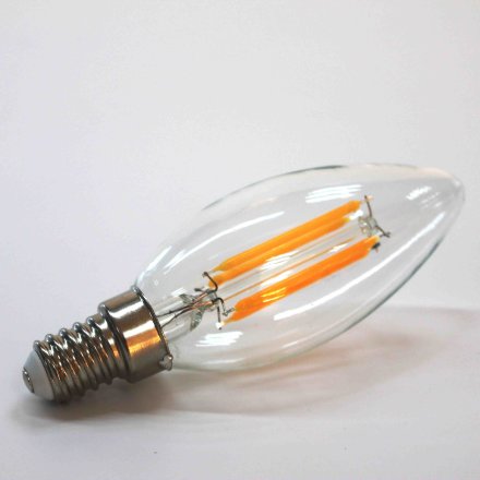 LED4.5W烛泡直灯丝灯 B35透明E14/470lm/2700
